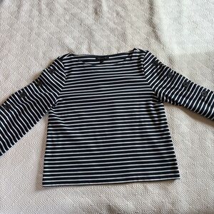 Banana Republic Striped Black and Navy  Women's Top